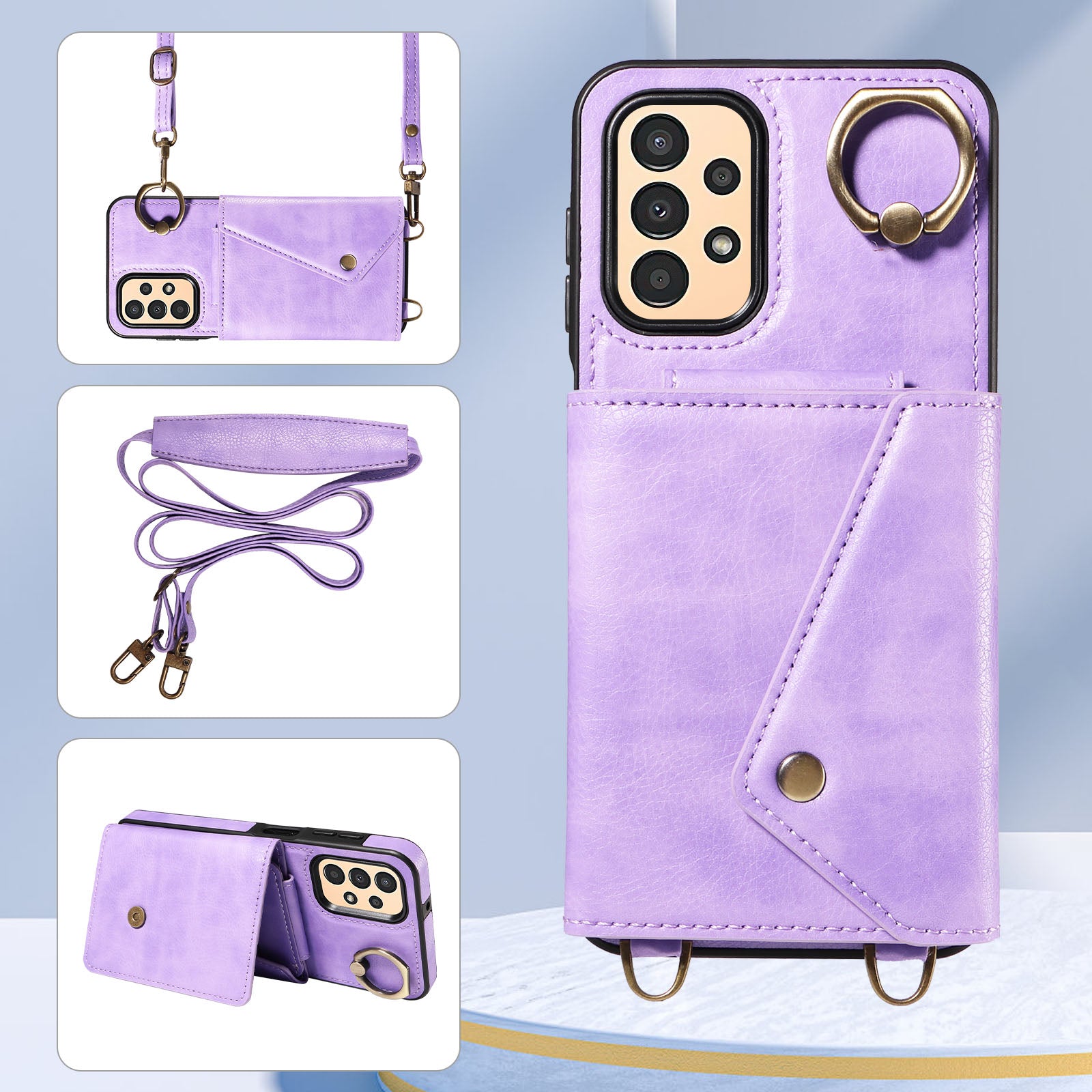 002 Phone Shell for Samsung Galaxy A13 4G A13 5G A04 4G A04s 4G Ring Kickstand Card Bag Litchi Texture Leather TPU Case with Shoulder Strap 002 Phone Shell for Samsung Galaxy A13 4G A13 5G A04 4G A04s 4G Ring Kickstand Card Bag Litchi Texture Leather TPU Case with Shoulder Strap